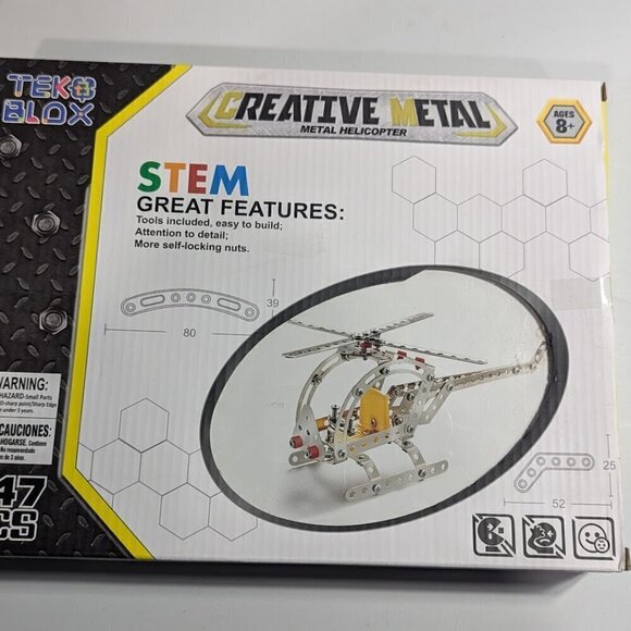 NEW IN BOX Tek B Blox Creative Metal-  Metal Helicopter 147 Pcs AGES 8 &UP STEAM - Picture 2 of 4